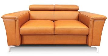 Quattro Meble Echtleder 2 Sitzer Sofa Roma Breite 162cm mit einstellbaren Kopfstützen Ledersofa Exklusiver Stil Premiumklasse Sofa