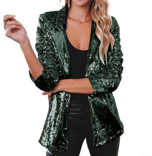 Nightclub Pailletten Blazer Damen Schimmer Glitzer Jacke Mantel Herbst Outerwear