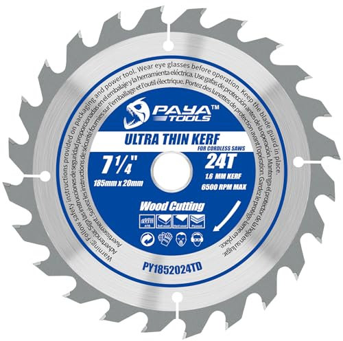 PAYA TCT - Lama per sega circolare Ø 185 mm x 20 mm, 24 denti, taglio ultra sottile, accessorio per sega circolare, taglio fai da te, legna da ardere per pallet, legno, ecc. PY1852024TD