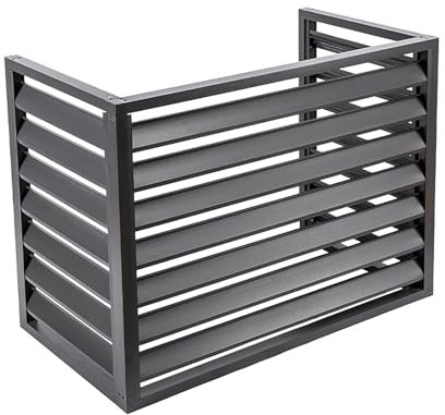 GODFSAHG Cubierta para Aire Acondicionado, Valla de privacidad para Aire Acondicionado, Valla de privacidad con contraventanas de Acero/Aluminio, para Patio, Exterior (Aluminio Gris)
