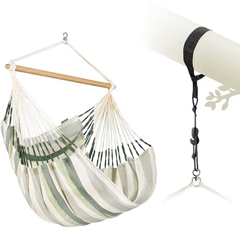 LA SIESTA® Domingo Hängesessel & Baum- & Pfosten-Befestigung - Wetterfest Hängesessel für Indoor Outdoor, Sitz Hängeschaukel für Garten Balkon, Groß Hängesessel für 2 Personen - Comfort Size, Cedar
