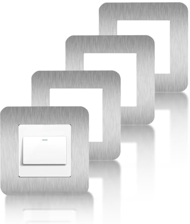 Light Switch Surround, 4 PCS Light Switch Cover Plates, Light Switch Cover Plates, Finger Plates for Light Switches, Silvery Light Switch Cover, Socket Switch Surround Finger Plate (8.6 * 8.6cm)
