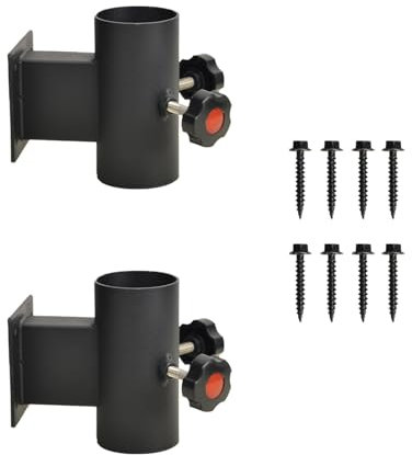 1 Pcs Black Patio Umbrella Holder, Heavy Duty Offset Umbrella Stand, Deck Umbrella Flat Mount Bracket for Outdoor Railing Post, Fences, Balcony (Fits Max Outside Diameter 2'')