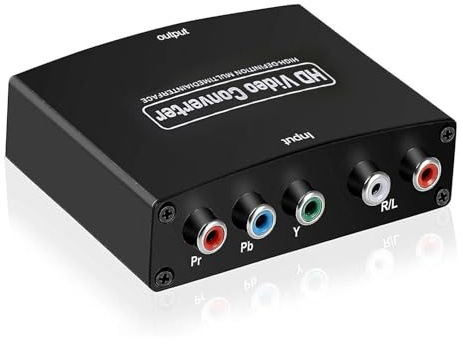GKEAPZA Component to HDMI Converter, YPbPr Component RGB + R/L Audio to HDMI Converter v1.3 Support 1080P 24bit 2 Channel Audio LPCM for HDTV PS3 PS4 HDVD Player Wii XBOX and More