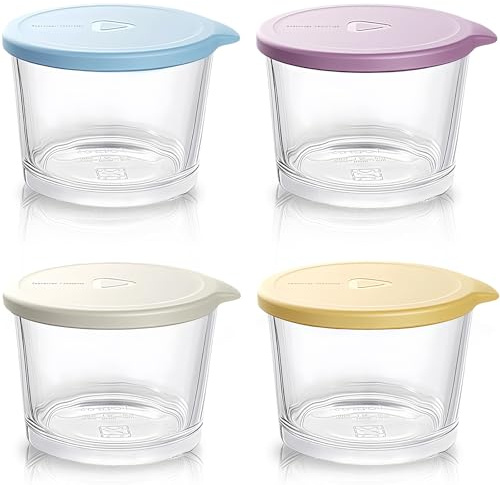 MEETOZ Glass Jars with Lids,Overnight Oats Containers with Screw Lid,Reusable Small Mason jars for Food Spice Fruit Sauce Cereal Snacks Storage (4 pack 10oz)