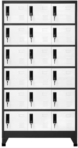 Willood Schließfachschrank 90x40x180 cm Stahl Mit 18 Schließfächern Anthrazit und Weiß