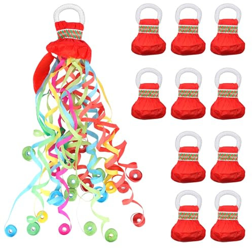 BOXOB 10 Paquets Pétard Serpentin, Serpentins Sans Dégâts Rubans à Lancer à la Main Confetti Poppers pour Fêtes Demandes Mariage Fiançailles Mariages Anniversaires Cadeaux Fête