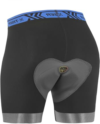 X-TIGER Short Cycliste Homme éponge Padded Cyclisme Shorts VTT Velo Coussin | Cuissard à Séchage Rapide Tissu Respirant et Confortable Bas de Jambe Antidérapant Ceinture élastique