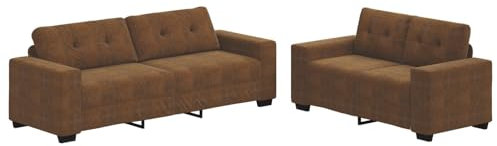 ULUYYUC Sofa Wohnzimmer Big Küchensofa Kleines für Jugendzimmer - Set 2-teilig Braun Stoff Stylisch Modern Robustes Sofa für Jugendzimmer Küche Wohnzimmer Esszimmer