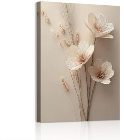 WENGTIAO Beige Floral Cuadros Enmarcados Moderno Minimalista Flores Pintura Sobre Lienzo Cuadros Decoracion Salon Modernos Dormitorios Decoracion Pared 30x40cm