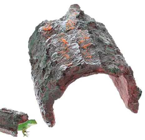 Milisten Cachette Terrarium pour Reptiles en Résine Maison Cachée 9.50X8.00X6.00 Cm Plateforme De Repos Et Cachette pour Tortue Lézard Gecko Amphibien Décoration De Habitat