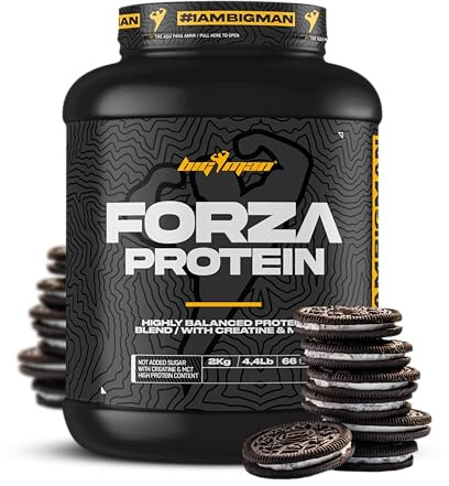 BigMan | Forza Protein 2kg | Proteína 80% | Aislado proteína Soja + Concentrado proteína Whey | Creatina | Alto Contenido en Proteínas y Recuperador (2,1Kg, Gallega Negra)