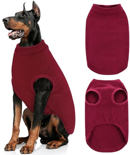 AOFITEE Hundepullover Fleece, Warm Fleece Hundepulli für Grosse Hunde Rot | Hochelastischer Hunde Pullover Winter Hundemantel, Weicher Fleecepulli Hundeweste Weihnachten Pullover für Labrador Beagle