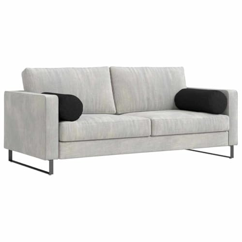 vidaXL Cuscini a Rullo 2 PCS Nero Ø 25 x 70 cm Tessuto, Cuscini cilindrici Comodi, federe Rimovibili, bolsters Decorativi, Cuscini Multiuso per Soggiorno e Arredamento