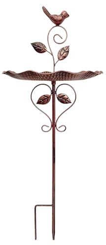 alloneslife Dekorativer handgefertigter Übertopf aus Eisen mit Vogelfutterstation, Vintage-Design, geeignet für Hof oder Balkon, antike Metall-Gartendekoration