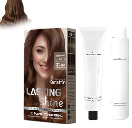Nourishing Hair Colour Cream, Colore per Capelli Vegetali Crema, Colorante, Instant Hair Dye Shampoo, Colore Naturale e Delicato, Adatto a Tutti i Tipi di Capelli-Brown