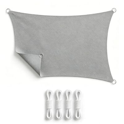 Vela Ombreggiante Impermeabile Anti UV 3×4 m, Tenda da Sole Rettangolare per Esterno, per Giardino, Terrazza e Balcone, Grigia