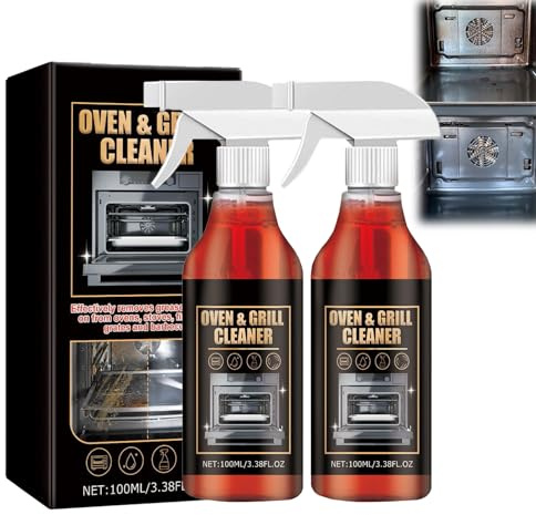Oven Cleaner Heavy Duty Spray, Oven and Grill Cleaning Spray, Strong Clean Up Kitchen Oil Stain Remover Spray, Multi-Purpose Household Degreaser for Air fryer, Ovens, Grills, BBQ (2PC)