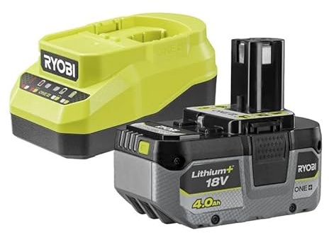 RYOBI Akku-Set 18 V ONE+™ Lithium+™ 4,0 Ah mit kompaktem Ladegerät 2,0 A, kompatibel mit allen Werkzeugen 18 V ONE+™