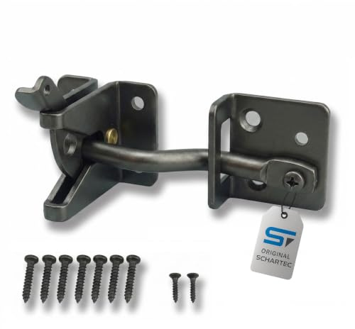 SCHARTEC® Gartentorfalle schwarz Außenbereich selbstverriegelnd Torverschluss verzinkt Tor Verschluss Gartentor Riegel Torfalle Beschlag