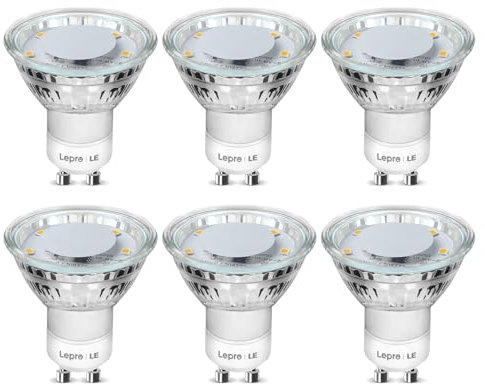 Lepro GU10 LED Warmweiss Energiesparlampen, 4W Ersetzt 50W Glühbirne, 325 Lumen 2700K GU 10 Led Lampen Warmweiß, Abstrahlwinkel 100° Flimmerfrei Strahler, Nicht Dimmbar Reflektor Birnen, 6er-Pack