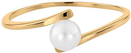 Heideman Perlenring Damen Gold Edelstahl mit Perle weiß | Perlenring Gold, Edelstahl, offener Bypass-Ring mit perlmuttschimmernder Perle, Damen, nickelfrei, Geschenk