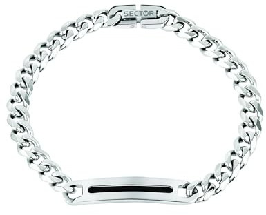 Sector No Limits Bracciale Uomo Collezione BASIC, Lunghezza 22 cm, Acciaio e Smaltato, SZS40, Pelle, Senza Pietre preziose, 22 cm
