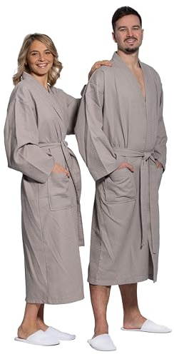 ZOLLNER Accappatoio - soffice e piquè sensibile sulla pelle - Unisex - cotone - marrone - M - lavabile a 60°C - qualità alberghiera - Certificato OEKO TEX (R)