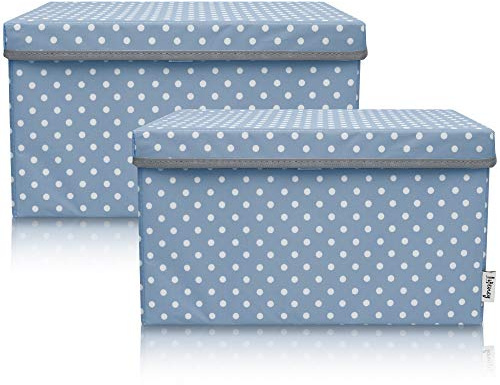 LIFENEY 2-Set Aufbewahrungsbox Kinder (37x25x21cm) I Aufbewahrungskorb für Kinderzimmer und Wohnbereich I Kinder Aufbewahrungskiste (Türkis Punkte)