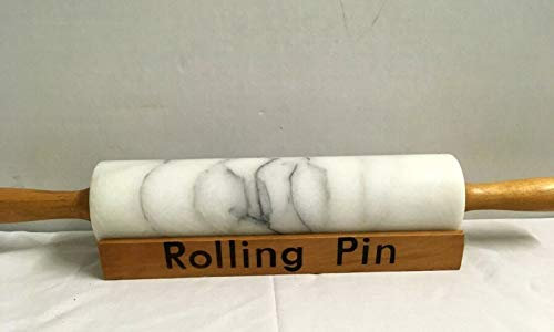 Mattarello Deluxe in pietra di marmo con manico in legno 45,7 cm fai da te antiaderente