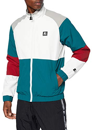 STARTER BLACK LABEL Chaqueta para hombre Starter Color Block Retro, Retro Grn/Wht/Brick Rd/Gry, XXL