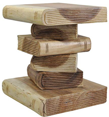 Thaiboo Bücherhocker Beistelltisch Blumenständer Säule Hocker Nachttisch Blumensäule (13435 - Höhe 31cm)