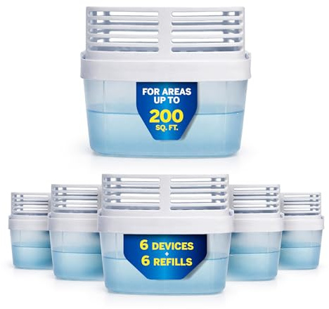 HUMYDRY® – 6 Stück Premium Luftentfeuchter mit 6 Feuchtigkeitsabsorber-Nachfüllpackungen – 470 ml – parfümfrei – ideal für Räume bis zu 200 m²