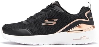 Skechers Women's Skech-Air Dynamight The Halcyon Sneaker, Black Mesh/Rose Gold Trim, 4.5 UK