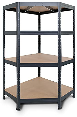 Master Regale Rivet Eckregal Schwerlastregal mit HDF-Platte 180x90x45x64,5cm (HxBxT) 4 Böden, 250 kg pro Boden, anthrazitgrau