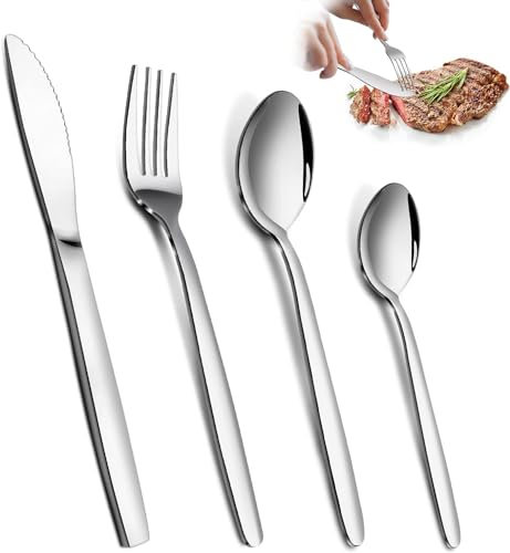 Bestdin Set di posate da 32 pezzi per 8 persone, set di coltelli e forchette in acciaio inox, ideale per casa/festa/ristorante, lucidato a specchio e lavabile in lavastoviglie