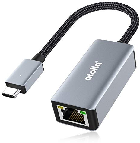 USB C to Ethernet Adapter, atolla Type-C (Thunderbolt 3) to RJ45 Gigabit Ethernet LAN Network Adapter Compatible for MacBook Pro, MacBook Air, iPad Pro 2020/2018, Surface, XPS and More