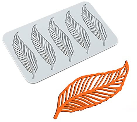 Moule 3D en forme pour fondant et dentelle, moule à bonbons, Moule à chocolat et sucre Décoration de gâteau Dessus de cupcake, 5 trous plumes