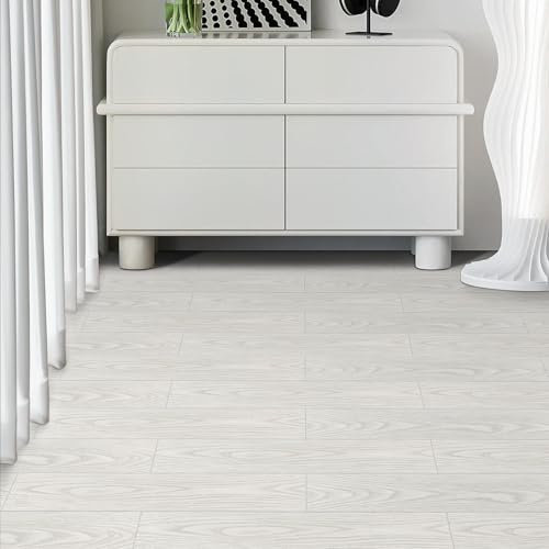 Grey White Self Adhesive Floor Tile Vinyl Flooring Planks Wood Effect Peel and Stick Floor Tile 15X90cm 10pcs for Kitchen Living Room Bathroom Planks (1.35m²)
