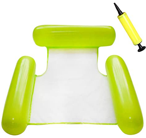 Aufblasbarer Sessel Pool, Luftmatratze Netz Wasserliege Pool, Wasserhängematte mit Netz, Luftmatratze Meer Erwachsene & Kinder, Poolzubebör Wasser Spielzeug Schwimmliege Luftmatratze Sessel mit Pumpe