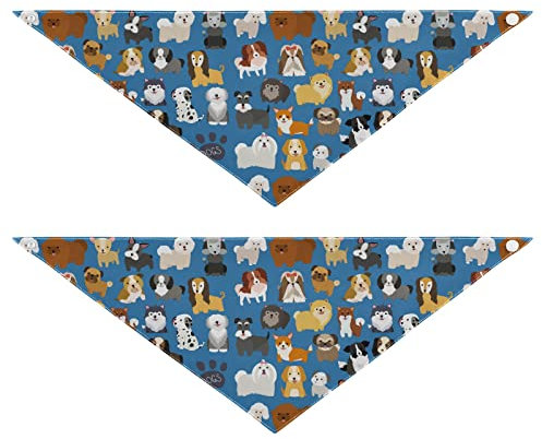 2 Stück Hundehalstücher Haustier Bandana Schal Druckknopf Dreieck Lätzchen Halstuch Set Haustier Urlaub Zubehör Dekor für kleine bis große Welpen Hunde Katzen kleine süße Hunde