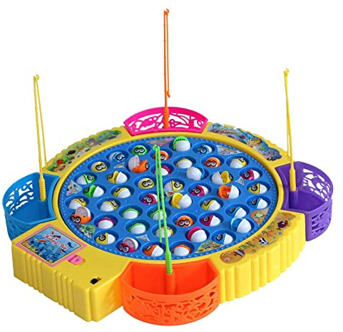 Baoblaze Rotierendes Angelspiel Kinderspielzeug, Brettspiel für 3 5 Jahre Alte Kinder, 45 Fische