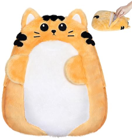 SuzziPad Microwavable Heating Pad – Cute Cat Plush Stuffed Animal for Menstrual Cramps & Period Comfort, Unscented Heat Pad for Women & Girls, Hot Pack with Washable Cover（Yellow）