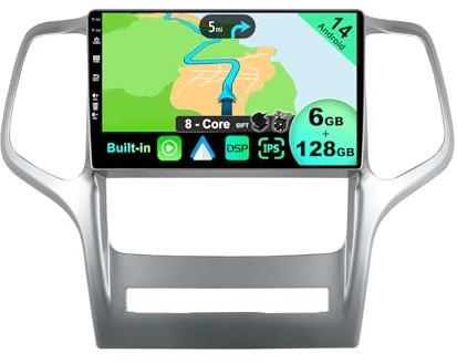 JOYX - [6G+128G] - Android 15 IPS Autoradio Passt für Jeep Grand Cherokee WK2 (2008-2013) - Kabellos CarPlay/Android Auto/DSP - Kamera & MIC - 9 Zoll 2 Din - DAB Lenkradsteuerung Fast-Boot 360-Camera