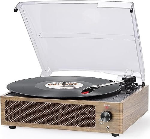 Trynnay Vinyl Record Player Vinyl Player Bluetooth Turntable Suitcase with two Built-in Stereo Speakers Supports USB FM Radio RCA Line Out AUX Input Portable Lightweight(Retro Black)