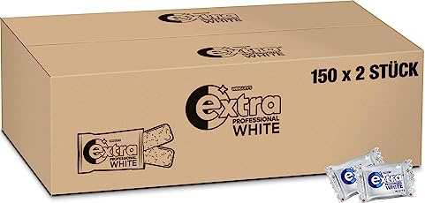 Extra Professional White, Kaugummi Großpackung, zuckerfrei, 150 x 2 Dragees, 300 Kaugummis | Zuckerfreier Kaugummi mit Minzfrische, Zahnpflege-Effekt, langanhaltend frischer Atem, perfekt fürs Büro und für unterwegs