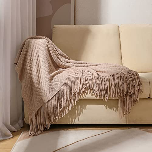 Homxi Sofa Überzug 2 Sitzer,Couch Überzug mit Wellenlinien und Quaste Sofa Überwurf Polyester Sofa-Handtuch Khaki Sofahusse Überzug 130x230CM