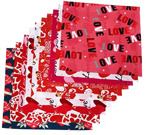 EXCEART 30 Blätter Valentinstag Stoff Gruppe Stoff Patchwork Baumwolle Gemischt Wohnkultur Romantische Stoffquadrate Fette Viertelbündel Quadrate Aus Herzstoff Schmücken Selbstgemacht