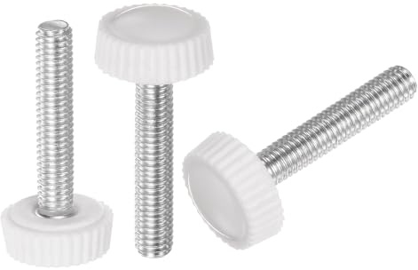 QUARKZMAN 20 Stück Rändelschraube M5 x 34mm Flügelschrauben mit Gewinde, Rundkopf Klemmschrauben Befestigungsschraube Klemmknöpfe Drehknopf für Möbel Modellbau Maschinen Geräte, Weiß