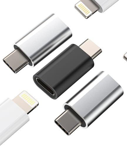 Adaptador de carga USB C macho a Lightning hembra para Apple iPhone15 (paquete de 3) tipo cable de carga conector para iPad Air Mini Pro Max Plus compatible con Samsung Galaxy Note para Pixel y LG
